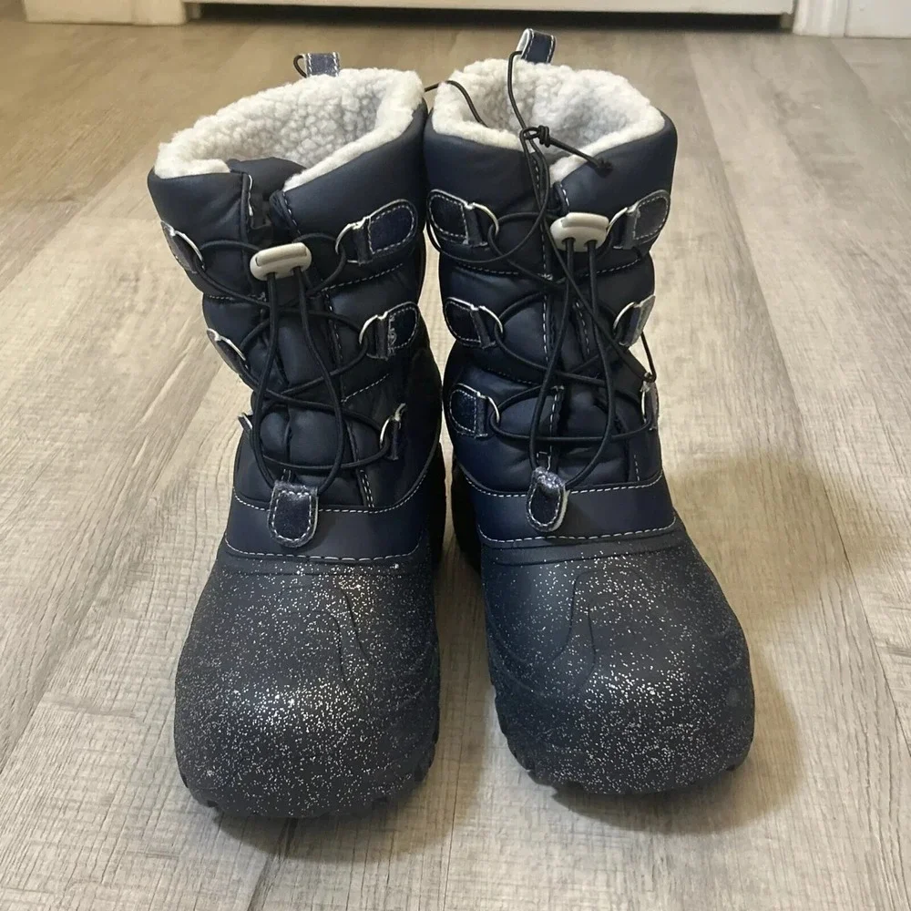 NEW‎ Member's Mark Girls Snow Boot, Size 7/8, Navy Glitter